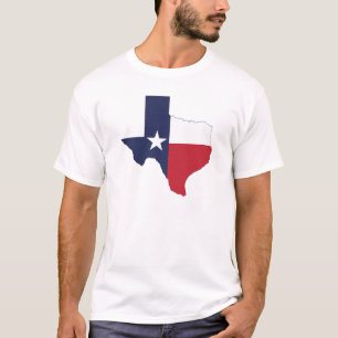 Camiseta Branco dos Homens do Mapa de Bandeiras do Texas