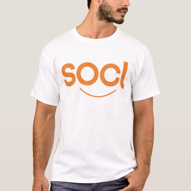 Camiseta branco/laranja do t-shirt do socl (Frente)