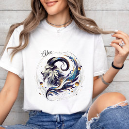 Camiseta Branco personalizado do Capricórnio Zodiac com Aqu