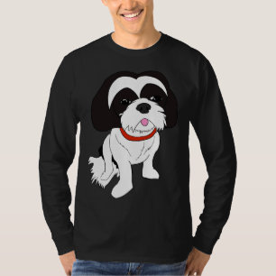 Camiseta &Branco preto Shih Tzu
