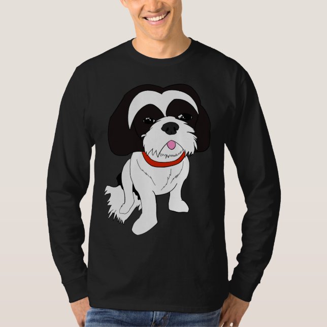 Camiseta &Branco preto Shih Tzu (Frente)