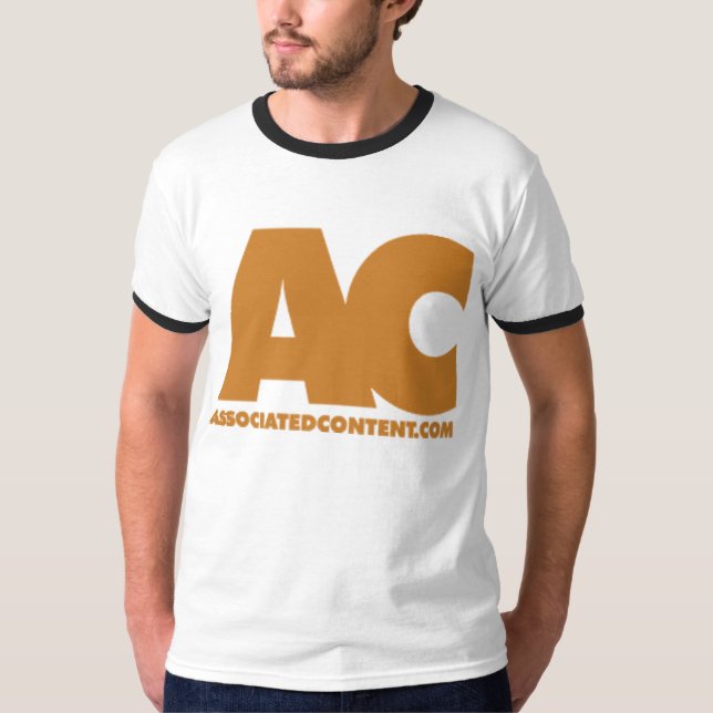 Camiseta Branco satisfeito associado T com guarnição preta (Frente)