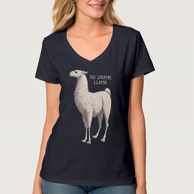 Camiseta Branco Sem Drama Llama (Frente)