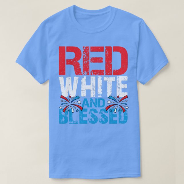 Camiseta Branco Vermelho Abençoado (Frente do Design)