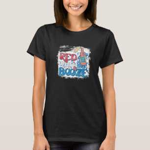 Camiseta Branco Vermelho Branqueado E Bandeira Americana 4º