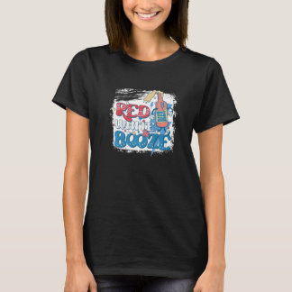 Camiseta Branco Vermelho Branqueado E Bandeira Americana 4º