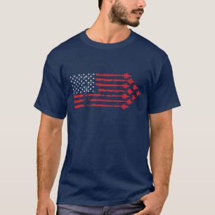 Camiseta Branco vermelho da bandeira americana do avião de