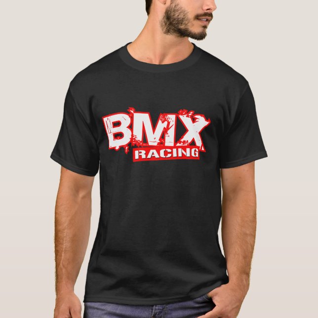 CAMISETA BRANCO VERMELHO DE COMPETÊNCIA DE BMX (Frente)