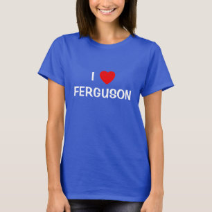 Camiseta Branco vermelho e azul eu amo Ferguson Missouri