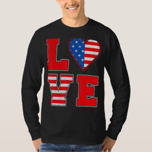 Camiseta Branco Vermelho E Azul Para Mulheres Meninas Amam