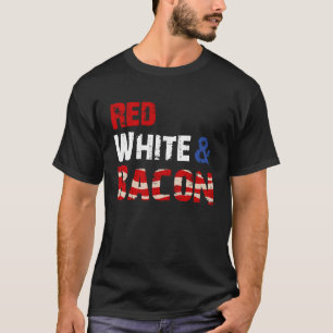 Camiseta Branco Vermelho e Bacon
