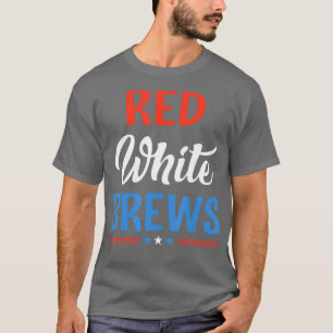 Camiseta Branco Vermelho E Breve 4 De Julho De Cerveja Arte