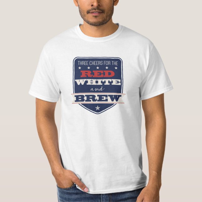 Camiseta Branco Vermelho e Patriótico Breve | 4 de julho (Frente)