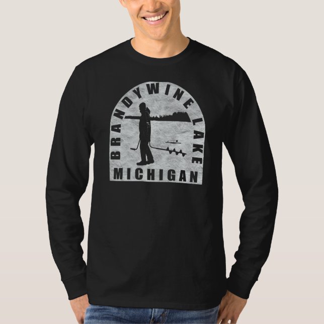 Camiseta Brandywine Lake Ice Fish Michigan (Frente)
