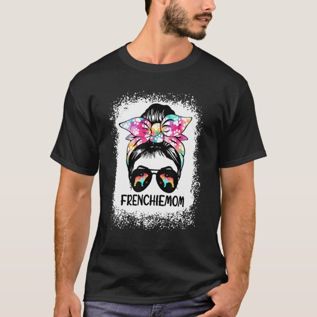 Camiseta Branqueado Frenchie Mãe Sente Cabelo Corado (Frente)