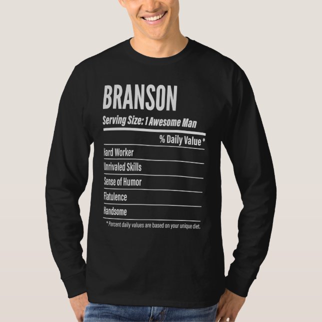 Camiseta Branson  Nutritional Facts Serving Size Calories (Frente)
