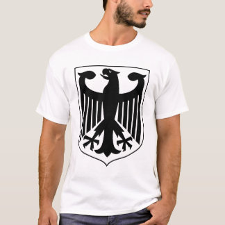 Camiseta Brasão de Armas Alemão Arte Minimalista Preto e Br