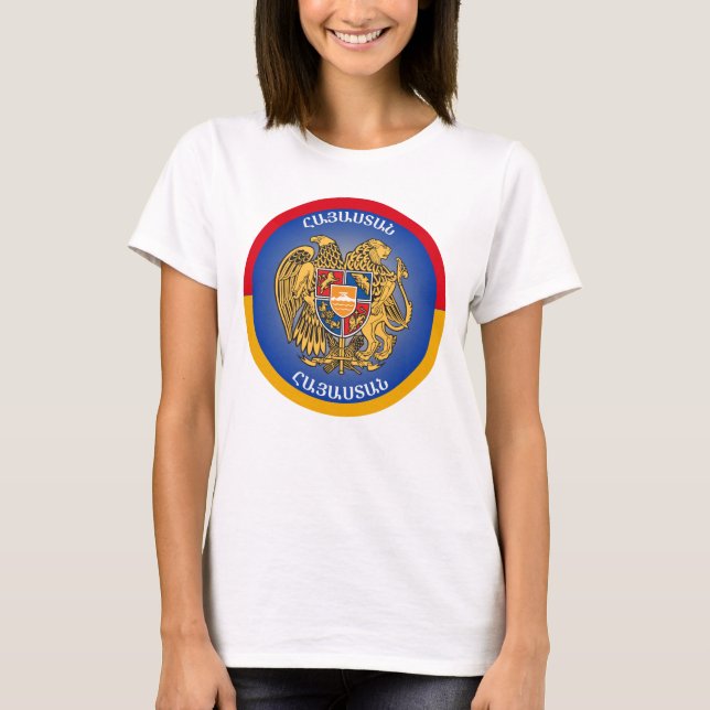 Camiseta Brasão de Armas da Armênia em Forma de Círculo  (Frente)