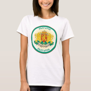 Camiseta Brasão de Armas da Bulgária em Forma de Círculo