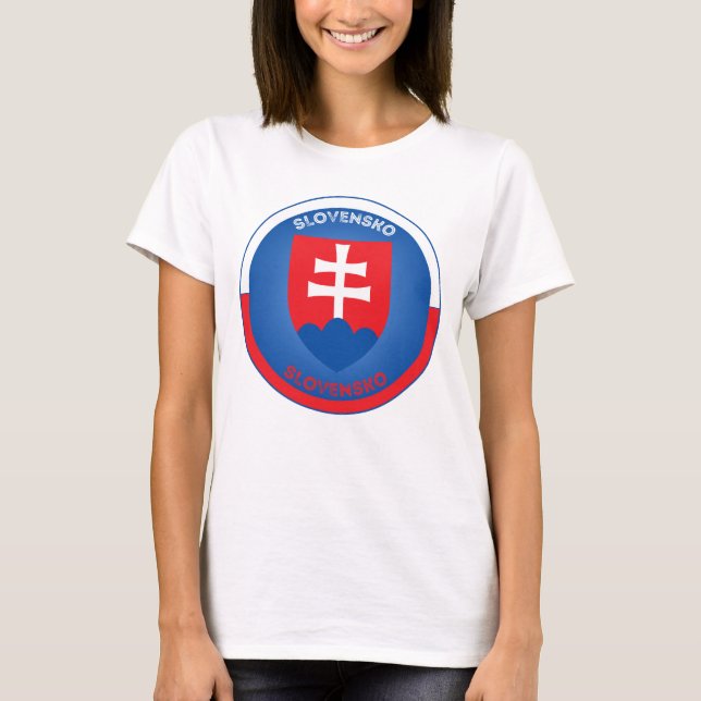 Camiseta Brasão de Armas da Eslováquia em Forma de Círculo  (Frente)