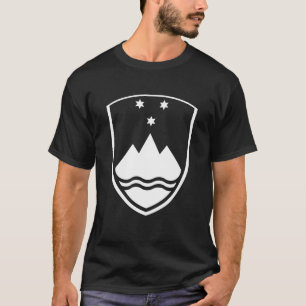 Camiseta Brasão de Armas da Eslovênia Símbolo Preto e Branc