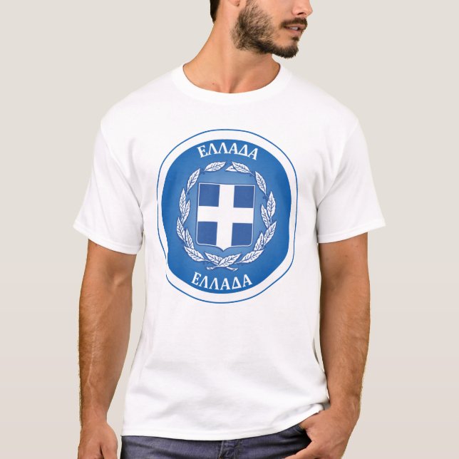Camiseta Brasão de Armas da Grécia em Forma de Círculo (Frente)