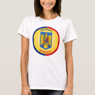 Camiseta Brasão de Armas da Romênia em Forma Circular