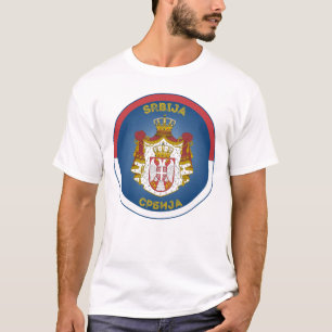 Camiseta Brasão de Armas da Sérvia em Forma de Círculo