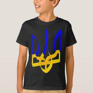 Camiseta Brasão de Armas da Ucrânia Azul e Amarelo Trifalan