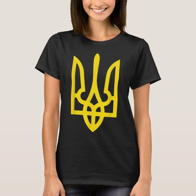 Camiseta Brasão de Armas da Ucrânia Cores da Bandeira Ucran (Frente)