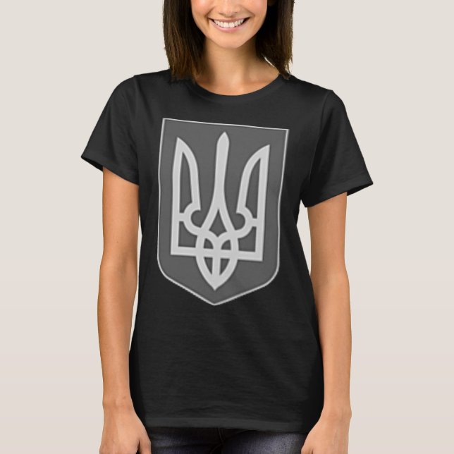 Camiseta Brasão de Armas da Ucrânia Emblema Tridente Pratea (Frente)