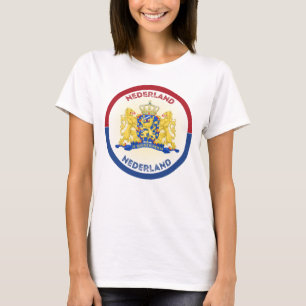 Camiseta Brasão de Armas dos Países Baixos em Forma de Círc