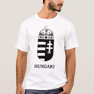 Camiseta Brasão de Armas Húngaro Arte Monocromática Contemp
