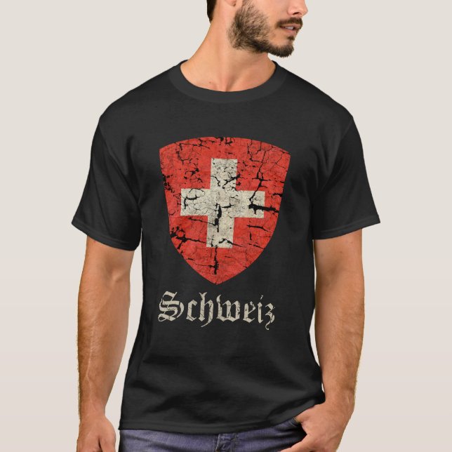 Camiseta Brasão suíça, afligida (Frente)