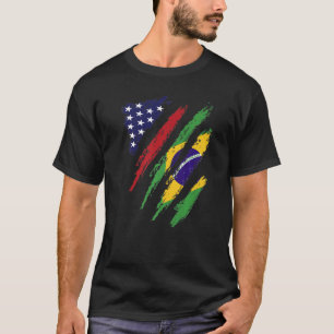 Camiseta Brasil Americano Bandeira Crescente EUA Patriot He