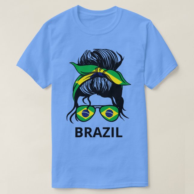 Camiseta Brasil: Bandeira brasileira com trocadilho (Frente do Design)