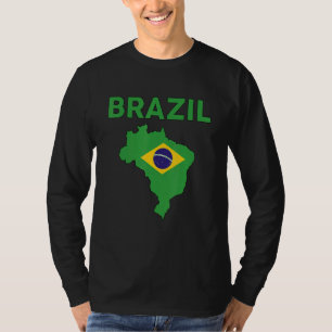 Camiseta Brasil Bandeira Brasileira & Mapa Amarelo