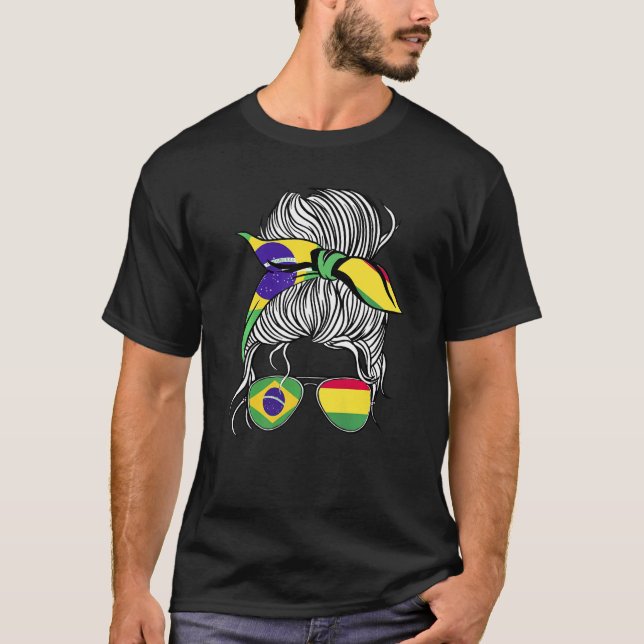 Camiseta Brasil Bandeira Colômbia Mulher cresceu País Prem (Frente)