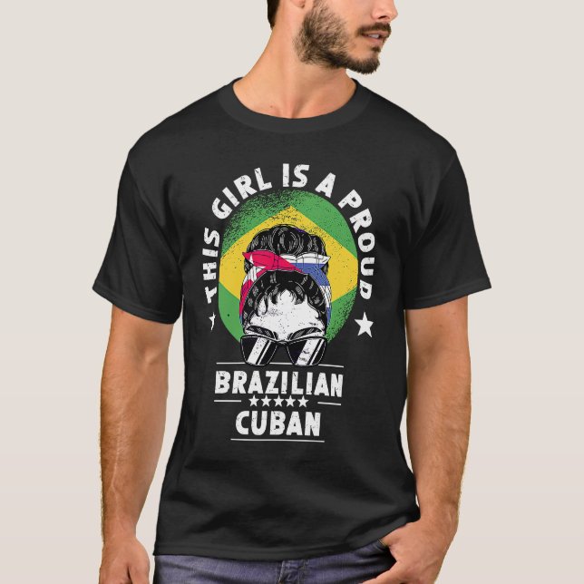 Camiseta Brasil Bandeira Cuba cultiva moça orgulho cidadão (Frente)
