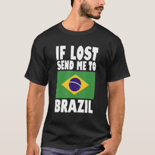Camiseta Brasil Bandeira Design Se perdido me manda para o