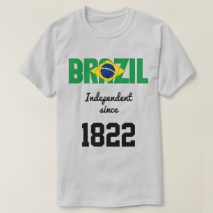 Camiseta Brasil: Bandeira e Casaco de Armas Patriótica