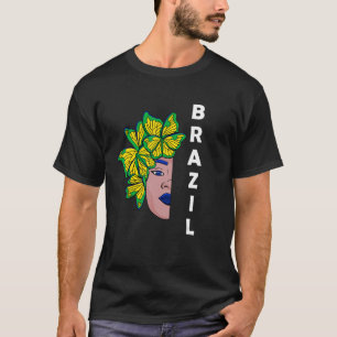 Camiseta Brasil Bandeira Metade Face Borboleta Brasileira