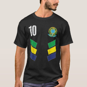 Camiseta Brasil Bandeira Número 10 Ventiladores Homens Mulh