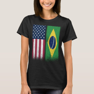 Camiseta Brasil: Bandeiras brasileiras americanas orgulhosa