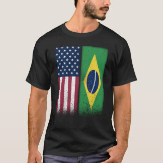 Camiseta Brasil: Bandeiras brasileiras americanas orgulhosa