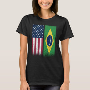 Camiseta Brasil: Bandeiras brasileiras americanas orgulhosa
