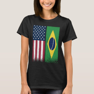 Camiseta Brasil: Bandeiras brasileiras americanas orgulhosa