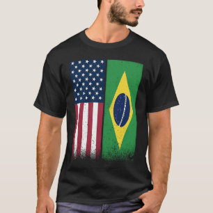 Camiseta Brasil: Bandeiras brasileiras americanas orgulhosa