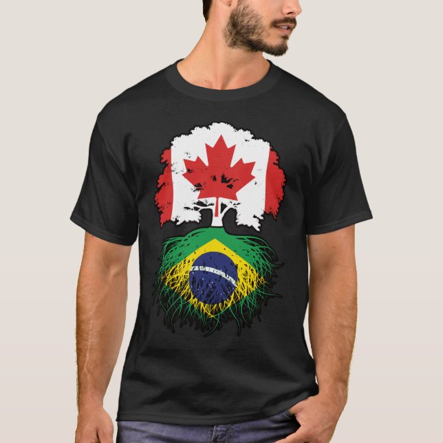 Camiseta Brasil: Canadá, Canadá, Bandeira das Raízes das Ár (Frente)