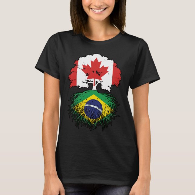 Camiseta Brasil: Canadá, Canadá, Bandeira das Raízes das Ár (Frente)